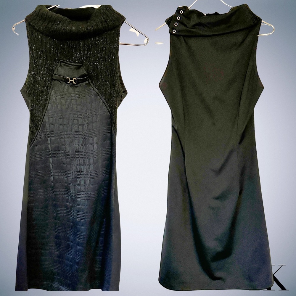 Y2K Custo Barcelona  Vintage Dress Black Mod Cowl Neck Dress Size Small